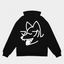マーブル Wolf - Black Hooded Sweatshirt (White Text)